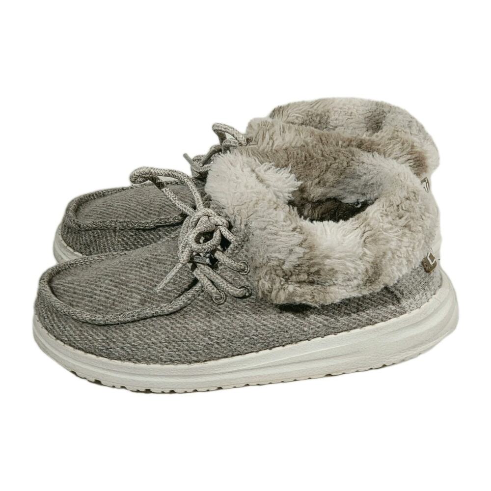 HEYDUDE Wendy Fold (Britt) Winter Cozy Fur Lined Slip Ons - Size Y1